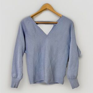 Pink Rose Light Blue V-Neck Sweater Classic Knit Design preppy girlie feminine